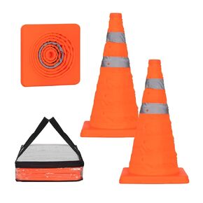 SHAREWIN 18 Inch 4 Pack Collapsible Traffic Safety Cones - Orange Multi Purpose Pop-up Cones with Reflective Collar for Road Safety, Driving Training, Parking, Sports in Kuwait