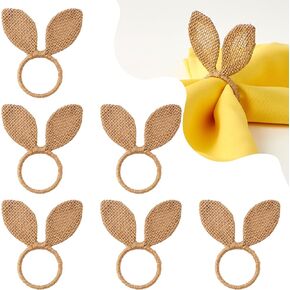 APTWOW حلقات منديل أرنب عيد الفصح مجموعة من 12 - حامل مناديل أذن أرنب عيد الفصح الهسي، حلقات مناديل المزرعة لربيع عيد الميلاد وحفلات الزفاف وحفلات الزفاف وديكورات الطاولة in Kuwait