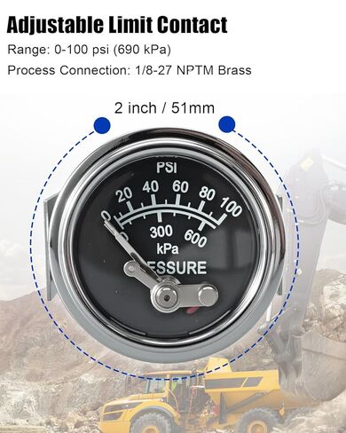 مقياس ضغط الزيت 100 رطل لكل بوصة مربعة متوافق مع معدات البناء Murphy 20P-100، استبدل 05703115 in Saudi Arabia
