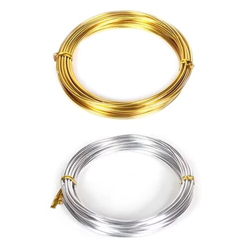 Soft Colored Aluminum Wire for DIY Crafts - 20M (10m Silver + 10m Gold) - Versatile Modeling Material1pcs(1mm) in Saudi Arabia