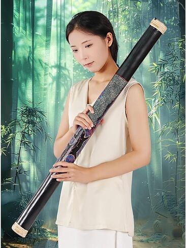 عصا المطر، عصا المطر المصنوعة يدويًا من الخيزران، سطح بدون أشواك، أنبوب أصوات مياه طبيعية بالحجم الكامل للتأمل واليوجا والزن والفصول الدراسية والكنيسة (16 بوصة) in Kuwait