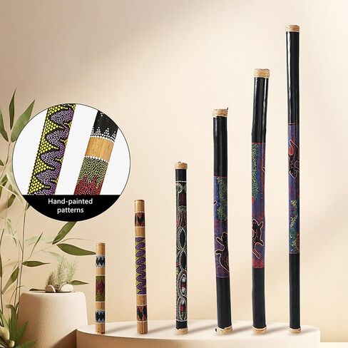 عصا المطر، عصا المطر المصنوعة يدويًا من الخيزران، سطح بدون أشواك، أنبوب أصوات مياه طبيعية بالحجم الكامل للتأمل واليوجا والزن والفصول الدراسية والكنيسة (16 بوصة) in Kuwait