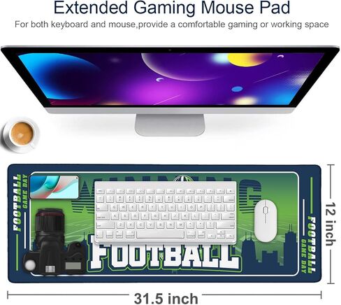 وسادة مكتب لكرة القدم مقاس 31.5 × 12 بوصة، حصيرة لوحة المفاتيح، حواف مخيطة متينة مضادة للانزلاق، تصميم بطابع ملعب كرة القدم، هدية رائعة لمحبي كرة القدم in Kuwait