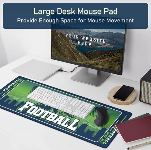 وسادة مكتب لكرة القدم مقاس 31.5 × 12 بوصة، حصيرة لوحة المفاتيح، حواف مخيطة متينة مضادة للانزلاق، تصميم بطابع ملعب كرة القدم، هدية رائعة لمحبي كرة القدم in Kuwait