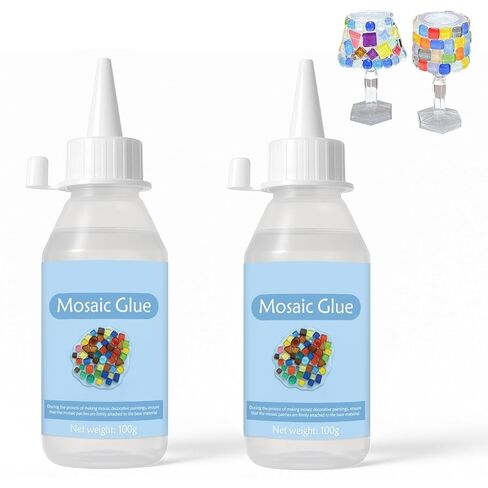 Mosaic Tile Epoxy Adhesive - Non-Toxic Fast-Acting Glue for Crafts, Ceramic & Glass - Waterproof UV Resistant No-Drip Formula, Clear Bond for Wood/Plastic & DIY Art (100ml*2) in Kuwait