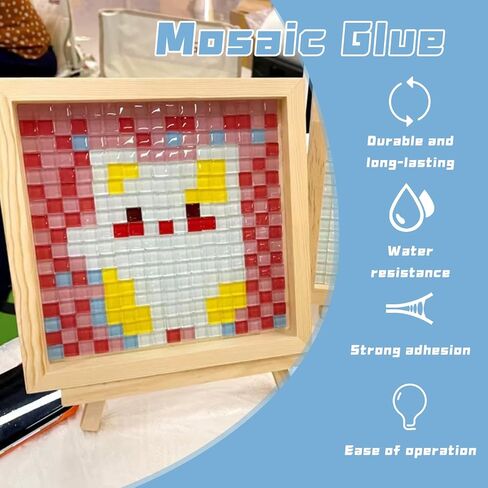 Mosaic Tile Epoxy Adhesive - Non-Toxic Fast-Acting Glue for Crafts, Ceramic & Glass - Waterproof UV Resistant No-Drip Formula, Clear Bond for Wood/Plastic & DIY Art (100ml*2) in Kuwait