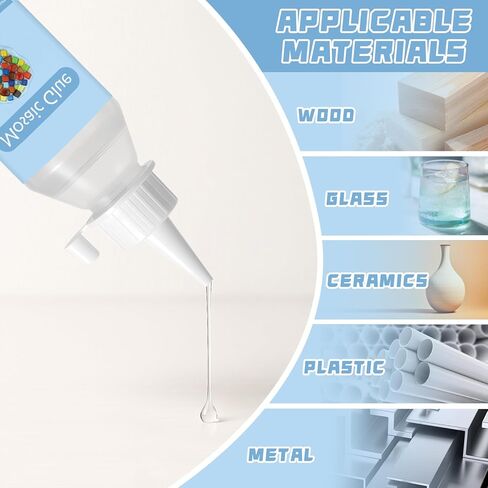 Mosaic Tile Epoxy Adhesive - Non-Toxic Fast-Acting Glue for Crafts, Ceramic & Glass - Waterproof UV Resistant No-Drip Formula, Clear Bond for Wood/Plastic & DIY Art (100ml*2) in Kuwait
