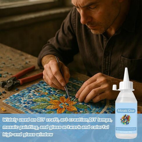 Mosaic Tile Epoxy Adhesive - Non-Toxic Fast-Acting Glue for Crafts, Ceramic & Glass - Waterproof UV Resistant No-Drip Formula, Clear Bond for Wood/Plastic & DIY Art (100ml*2) in Kuwait
