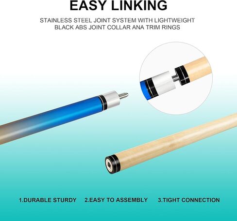 HomeSeason Pool Cues 58 بوصة عصا حمام السباحة، عصا البلياردو بار حمام السباحة مع طرف جلدي من الألياف 12.7 مم للمبتدئين والترفيه التجاري والمنزلي in Kuwait