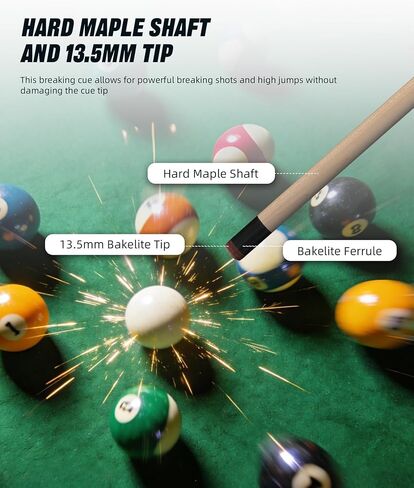 CRICAL Heavy Hitter Jump Break Cue 3-Pieces 54inch Short Maple Break Jump Cue with 13.5mm Tip Punch Cue Professional Jump Cue Billiard Pool Stick in Kuwait