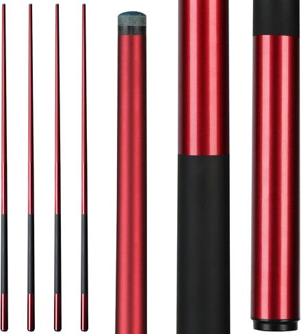 KMISE Fiberglass Graphite Composite Pool Cue Sticks 20oz 13MM Cue Tip One-Piece 58inch Professional Pool Cue Low-Deflection Billiard Cue Sticks Set of 1/4 for Home & Bar Play Black Red Color Available in Kuwait