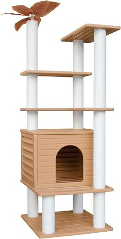 72 Inches Tall Cat Tree, Outdoor Cat House, Weatherproof Large Cat Condo with Cat Scratch Post, for Outdoor and Indoor Cat Towers in Kuwait