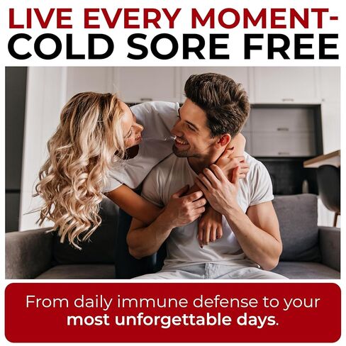 علاج قروح البرد لدعم الشفاه والبشرة باستخدام إل-ليسين والزنك وفيتامين ج والبروبيوتيك | معزز نباتي للمناعة يساعد على منع تفشي المرض ويعزز الشفاء بشكل أسرع | 60 علكة بنكهة التوت in Kuwait