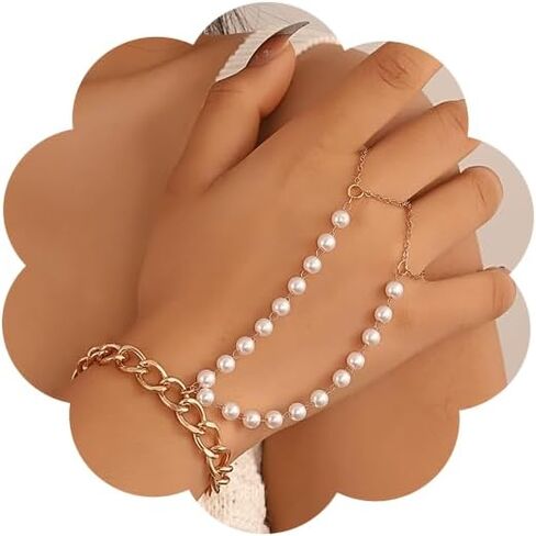 CJiayujew Gold Bracelet Bracelet Bracelet Bracelet Pearl Zircon Beaded Finger Rings Hand Bracelets for Women in Saudi Arabia