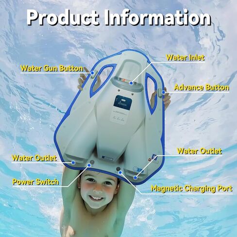 Electric Swimming Kickboard for Kids – 2-in-1 Water Jet & Propeller, Water Scooter Float Board for Swim Training, 6.1kgf Thrust, 24V/4.6Ah Battery, 45 Min Runtime, Load 198 lbs, Summer Pool Toy in Saudi Arabia