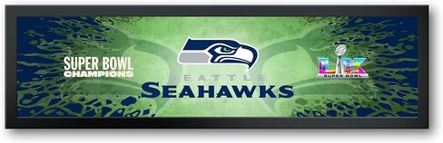 Seattle Seahawks Super Bowl 60 Champions Framed Horizontal Wall Print, Official NFL Football Decor, 8 x 26 in Kuwait