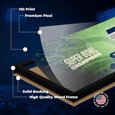 Seattle Seahawks Super Bowl 60 Champions Framed Horizontal Wall Print, Official NFL Football Decor, 8 x 26 in Kuwait