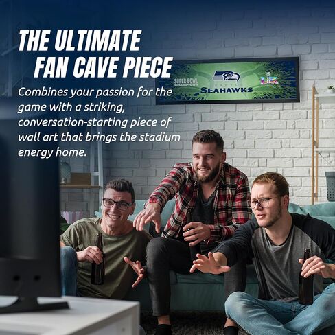 Seattle Seahawks Super Bowl 60 Champions Framed Horizontal Wall Print, Official NFL Football Decor, 8 x 26 in Kuwait