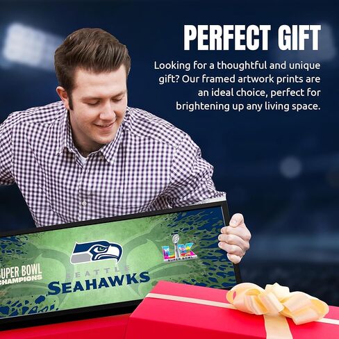 Seattle Seahawks Super Bowl 60 Champions Framed Horizontal Wall Print, Official NFL Football Decor, 8 x 26 in Kuwait