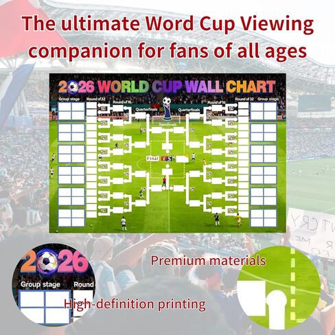 2026 World Cup Schedule Poster – Extra Large 23.6x35.4 Inch Wall Chart with 48-Team Fixtures & Tournament Bracket,Fan Gift in Saudi Arabia