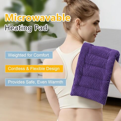 وسادة تسخين الميكروويف 16 × 7 حزمة حرارية قابلة للاستخدام في الميكروويف لتخفيف آلام العضلات، كيس فول طين الأرز الرطب، حزمة علاج حراري للأكتاف، أسفل الظهر، تشنجات البطن، ضغط بارد ساخن، قابل لإعادة الاستخدام، 1.8 رطل in Kuwait