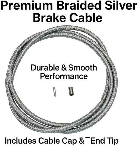 Bike Cycling Bicycle Brake Cable Wire – 172cm (68") Braided Silver Stainless Steel Inner Cable with End Caps & Ferrules, Fits MTB, Road, BMX Bikes in Saudi Arabia