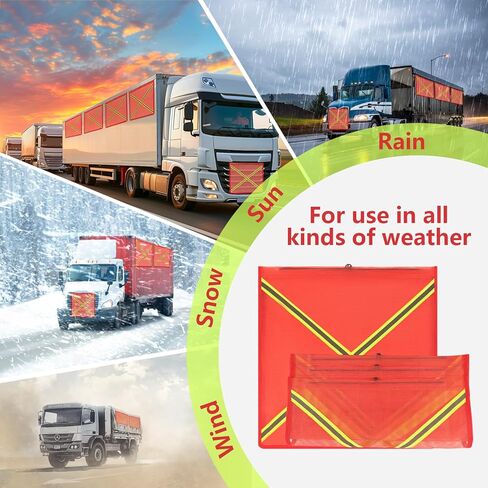 4 عبوات من أعلام أمان شبكية مقاس 45.72 سم × 45.72 سم للشاحنات والمقطورات، أعلام تحذير حمل كبيرة الحجم مع حلقات سلكية وشرائط متقاطعة عاكسة للضوء عالية الوضوح، علم تحذير من جانب واحد للسحب والسحب in Kuwait