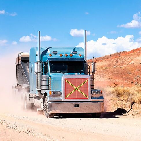 4 عبوات من أعلام أمان شبكية مقاس 45.72 سم × 45.72 سم للشاحنات والمقطورات، أعلام تحذير حمل كبيرة الحجم مع حلقات سلكية وشرائط متقاطعة عاكسة للضوء عالية الوضوح، علم تحذير من جانب واحد للسحب والسحب in Kuwait