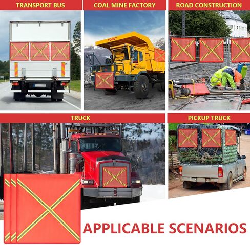 4 عبوات من أعلام أمان شبكية مقاس 45.72 سم × 45.72 سم للشاحنات والمقطورات، أعلام تحذير حمل كبيرة الحجم مع حلقات سلكية وشرائط متقاطعة عاكسة للضوء عالية الوضوح، علم تحذير من جانب واحد للسحب والسحب in Kuwait