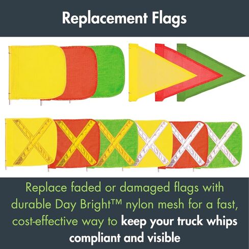 Checkers Heavy Duty Replacement 12" Orange with Yellow X Warning Whip Safety Flag - Industrial Safety Flags for Trucks, Mining, Construction - Made in the USA - FS8025-O in Kuwait