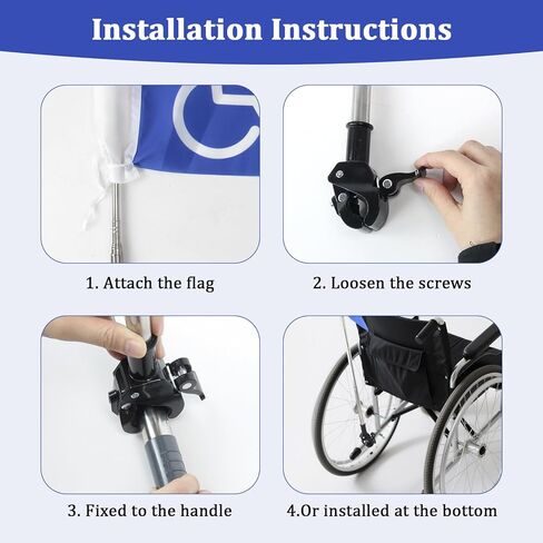 علم أمان للكراسي المتحركة مع سارية علم قابلة للسحب بطول 5.3 قدم ومشبك قوي، حامل أعلام للكراسي المتحركة عالي الوضوح، ملحقات أمان للكراسي المتحركة والدراجات البخارية in Kuwait