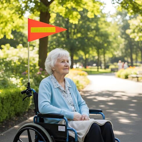 2 Set Bike Safety Flag with Pole, 8.7x17 Inch Bike Flags with Pole for Safety, Stainless Steel, Reflective Safetys Flag with Reflective Strip and Retractable 5 Feet Flagpole for Bicycles, Wheelchairs in Saudi Arabia