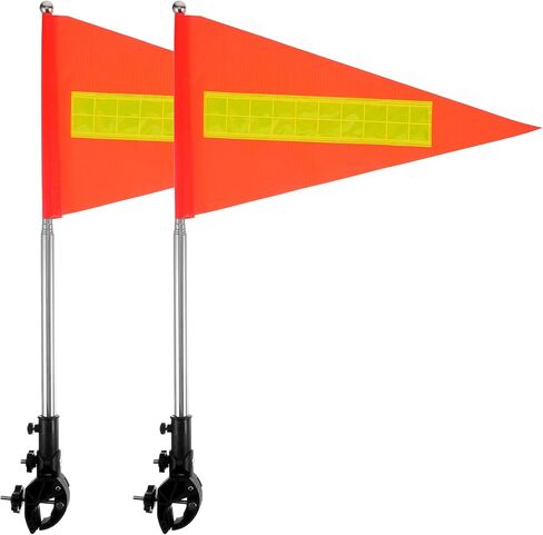 2 Set Bike Safety Flag with Pole, 8.7x17 Inch Bike Flags with Pole for Safety, Stainless Steel, Reflective Safetys Flag with Reflective Strip and Retractable 5 Feet Flagpole for Bicycles, Wheelchairs in Saudi Arabia
