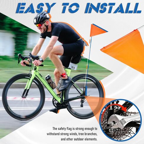 25 مجموعة من علم سلامة الدراجة بطول 6 أقدام مع عمود، علامة تحذير أعلام برتقالية عالية الوضوح للدراجات والمقطورات وعربات الجولف وجميع أنواع مركبات العمل in Kuwait