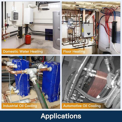 4"x12" 30 Plates Heat Exchanger with 1" MPT Port Water to Water 316L Stainless Steel Brazed Plate Heat Exchanger for Water Heating, Floor Heating, Commercial and Industrial Refrigeration in Kuwait