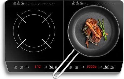 4000W Double Induction Cooktop Portable Electric Dual Burner Stove with 9 Power Levels, 9 Temperature Settings, 3H Timer, Touch Control Countertop Hot Plate for Fast Efficient Cooking in Kuwait