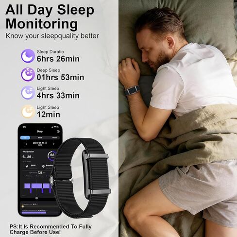 Smart Bracelet Fitness Trackers for Men Women, Smart Watch 24/7 Heart Rate Sleep Stress HRV Monitor, 170+ Sports Modes, 2 Bands, Free APP in Saudi Arabia