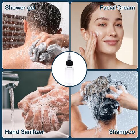 4 قطع زجاجات ضغط صغيرة، 1 أونصة توزيع ضغط بلاستيكي مع غطاء ملتوي زجاجات صغيرة شفافة مستديرة، زجاجة غسيل المختبر، صبغة حبر الوشم in Kuwait