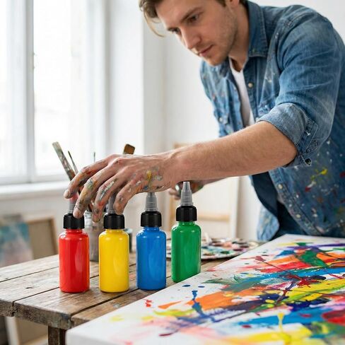 4 قطع زجاجات ضغط صغيرة، 1 أونصة توزيع ضغط بلاستيكي مع غطاء ملتوي زجاجات صغيرة شفافة مستديرة، زجاجة غسيل المختبر، صبغة حبر الوشم in Kuwait