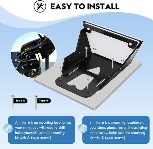 Universal Transom Trolling Motor Mount for Kayak, 5mm Thick Heavy Duty Alloy Steel Transom Motor Mount, Freshwater & Saltwater Transom Motor Bracket for 3HP Thrust, Fits Any Boat with A Flat Stern in Saudi Arabia