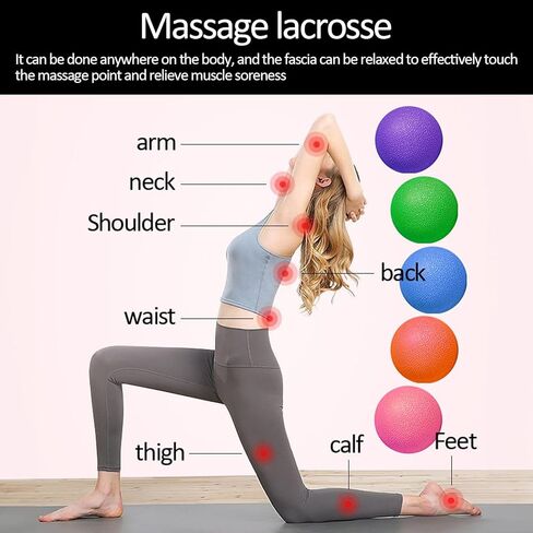 مجموعة كرات لاكروس مكونة من 60 كرة تدليك مقاس 2.36 بوصة، أداة تحرير الليفي العضلي، بكرة خلفية، مزيل عقد العضلات in Kuwait