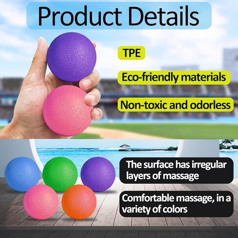 مجموعة كرات لاكروس مكونة من 60 كرة تدليك مقاس 2.36 بوصة، أداة تحرير الليفي العضلي، بكرة خلفية، مزيل عقد العضلات in Kuwait