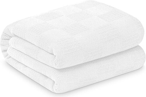 بطانية مستشفى Linteum Textile Supply المؤسسية الخالية من العوائق مقاس 66 × 90 - متينة وخفيفة الوزن ومضغوطة - مثالية لمرافق الرعاية الصحية ودور التمريض والملاجئ، عبوة واحدة (أبيض) in Kuwait