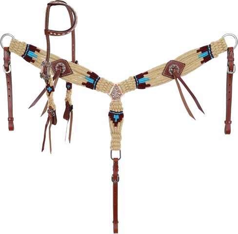 Showman Sand & Sky Mohair Single Ear Headstall & Breast Collar Set in Saudi Arabia