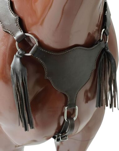 مجموعة تثبيت الرأس وياقة الصدر من الجلد الغربي، جلد بني ناعم مع طوق صدر بنمط المصارع، تصميم قابل للتخصيص، مصنوع يدويًا بحجم حصان كامل in Kuwait