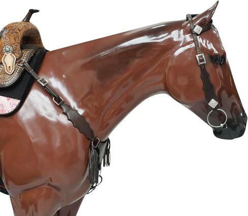 مجموعة تثبيت الرأس وياقة الصدر من الجلد الغربي، جلد بني ناعم مع طوق صدر بنمط المصارع، تصميم قابل للتخصيص، مصنوع يدويًا بحجم حصان كامل in Kuwait