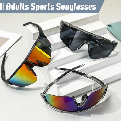 JATEBI 3 Pack Baseball Sunglasses for Men - UV400 Protection Mens Sunglasses Lightweight Wrap Around Sun Glasses for Running, Cycling, Sports, Fishing in Saudi Arabia