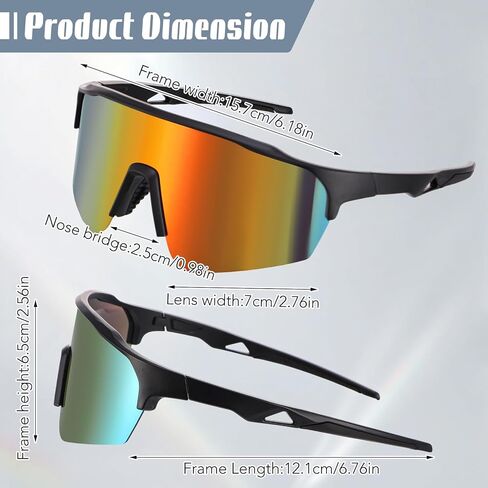 JATEBI 3 Pack Baseball Sunglasses for Men - UV400 Protection Mens Sunglasses Lightweight Wrap Around Sun Glasses for Running, Cycling, Sports, Fishing in Saudi Arabia
