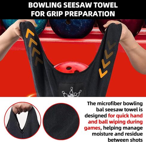 TonGass Bowling Accessory Combo Set, Microfiber Bowling Ball Shammy Pad 10"x8" & Microfiber Bowlings Seesaw Towel & Reusable Bowlings Shoe Protector Cover for Bowlers, Ideal for Travel & Competitions in Saudi Arabia