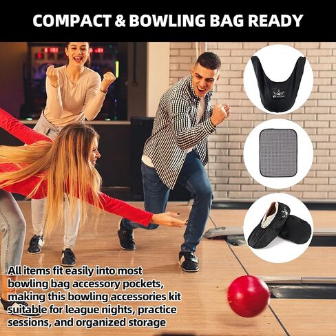 TonGass Bowling Accessory Combo Set, Microfiber Bowling Ball Shammy Pad 10"x8" & Microfiber Bowlings Seesaw Towel & Reusable Bowlings Shoe Protector Cover for Bowlers, Ideal for Travel & Competitions in Saudi Arabia